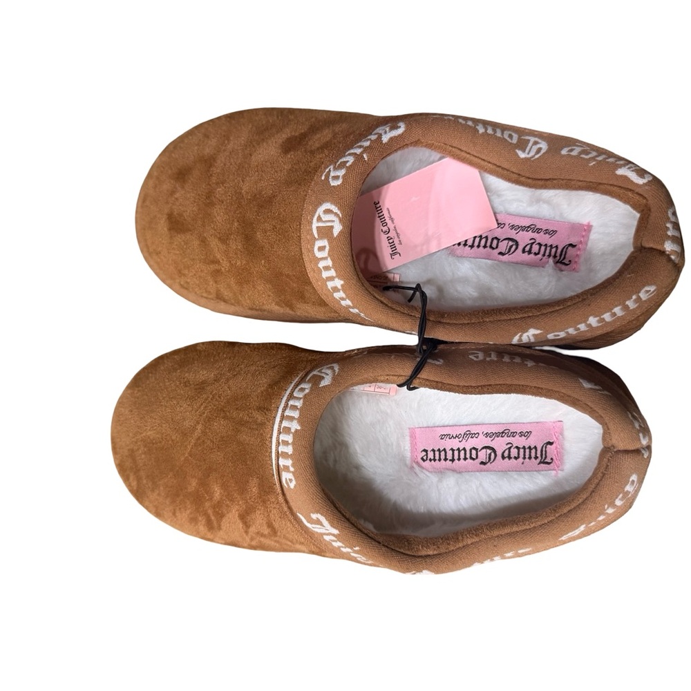 Juicy Couture JC-ONEY Tan Suede Platform Clog Slippers Faux Fur Lined Sz 6 - Picture 7 of 14